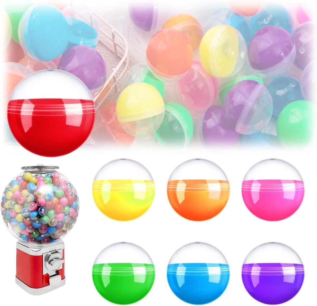 Ronte - Kleine ronde capsules om te vullen - 120 stuks - Acrylballen voor kerstversiering en gadgets - Veelkleurig.