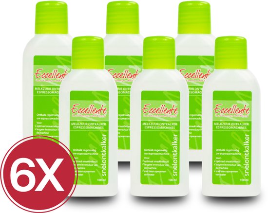 6x Eccellente Ontkalker voor Nespresso Koffiemachines - Goed voor 6 ontkalkingsbeurten - Melkzuur ontkalker
