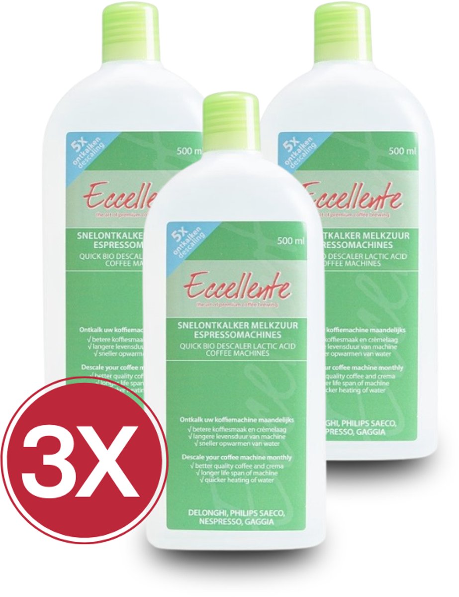 3x Eccellente Ontkalker 500 ml voor De’Longhi – EcoDecalk alternatief DLSC500 / SER3018 / 5513296041