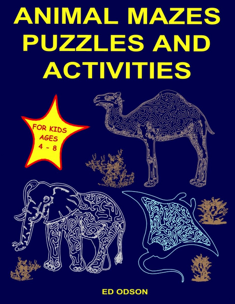 Dieren Puzzelboek voor Kinderen 4-8 Jaar: Doelgroep Mazes, Zoekpuzzels en Tekenactiviteiten
