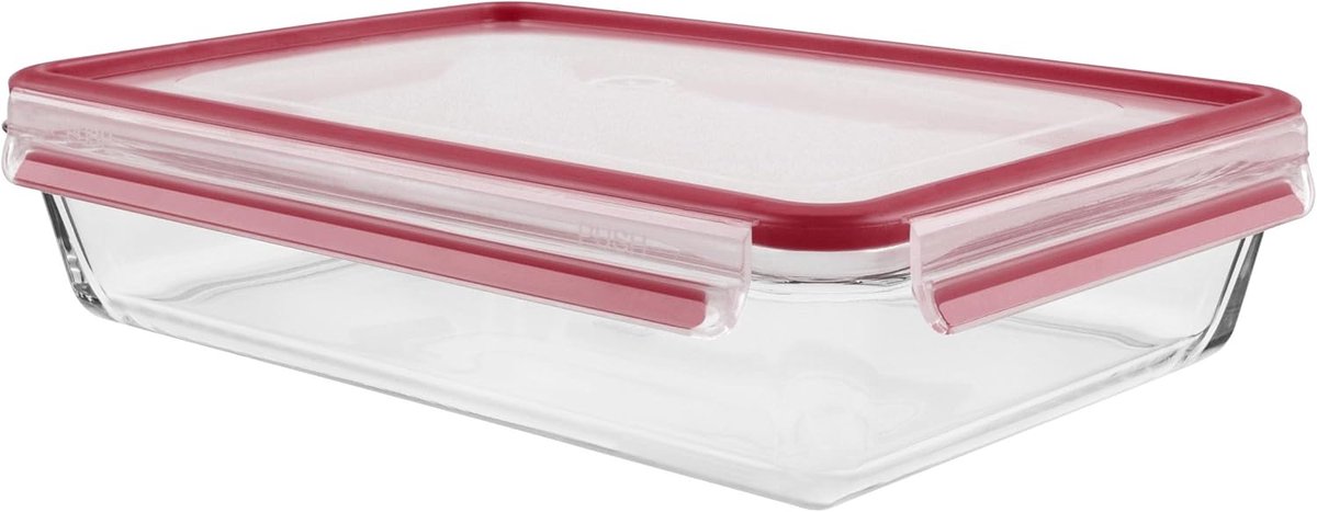 Famanu - Clip & Close glass vershoudbakje – rechthoekig – 3,0 l