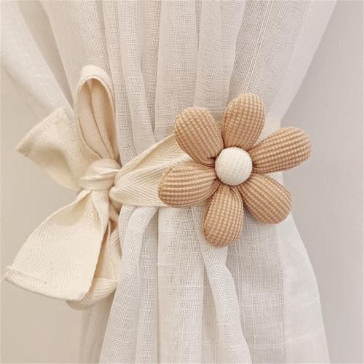 Stunq® Gordijnhouders in Boho-Stijl met Handgeweven Bloemenpatroon voor Stijlvolle Decoratie