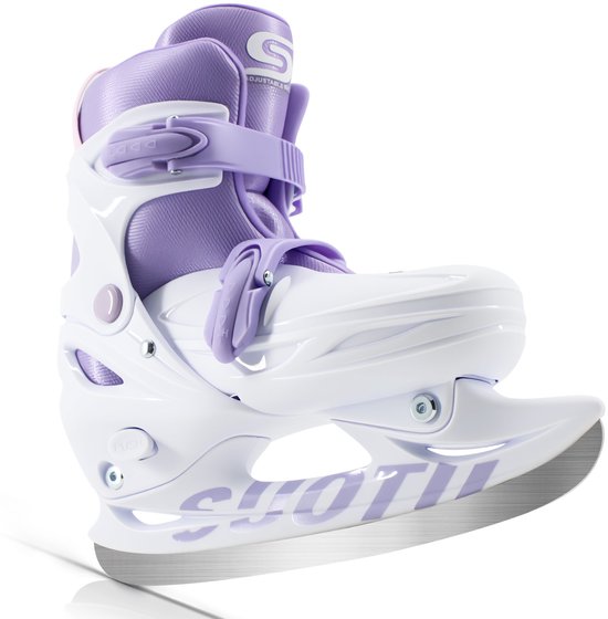 Suotu IJshockeyschaats - Verstelbaar - Schaatsen meisjes en jongens - Maat: EUR 32-36 - Wit/Paars - M