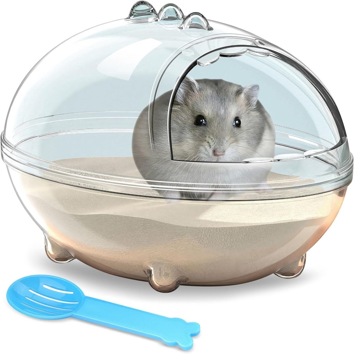 longziming -Hamsterbad Dinosauruscapsule – Transparant Zandbad voor Hamsters en Knaagdieren – 360° Panoramisch Uitzicht