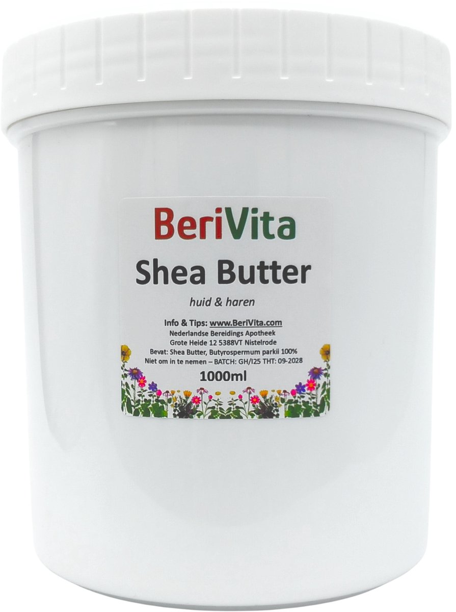 Shea Butter Puur 1kg Pot - Huid en Haar Butter - 1000ml Ongeraffineerde en Onbewerkte Sheabutter - Shea Boter