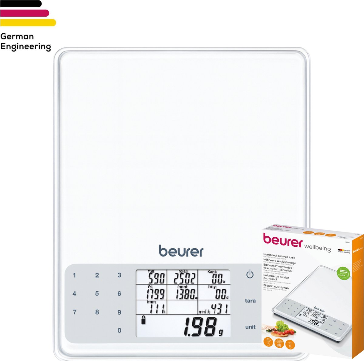 Beurer DS61 - Keukenweegschaal - 5kg Touch 950 Voedingsmiddelen