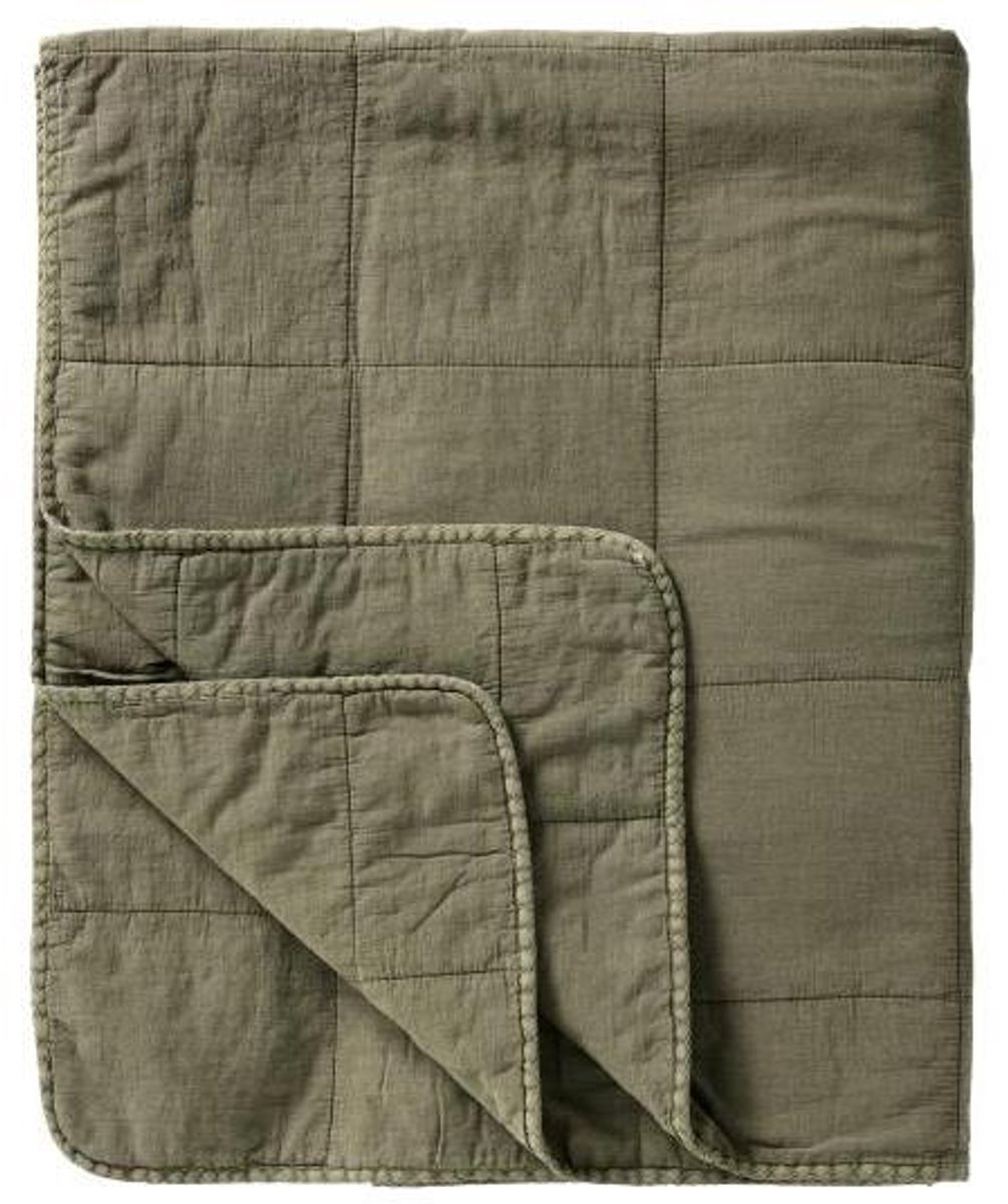 Plaid vintage bedspread, eucalyptus green, 240x240cm