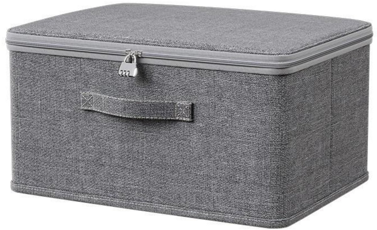 GELLDG Opbergdoos - Stoffen opbergdoos - Met deksel - Met slot - Afsluitbare doos - Kledingopbergdoos - 30x20x14 cm - Stapelbaar - Voor het organiseren van kleding, beddengoed en seizoensaccessoires