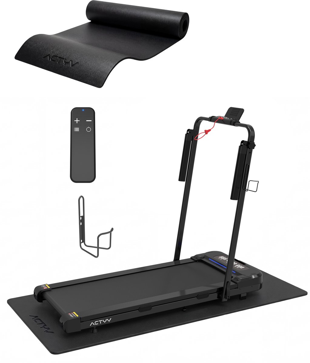 ACTYV Laufband Klappbar 1-12km/h - Inklusive Schmieröl, Schutzmatte - Laufband - Treadmill - Gehband - Walking Pad - Für Zuhause - Elektrisch - Faltbar V2
