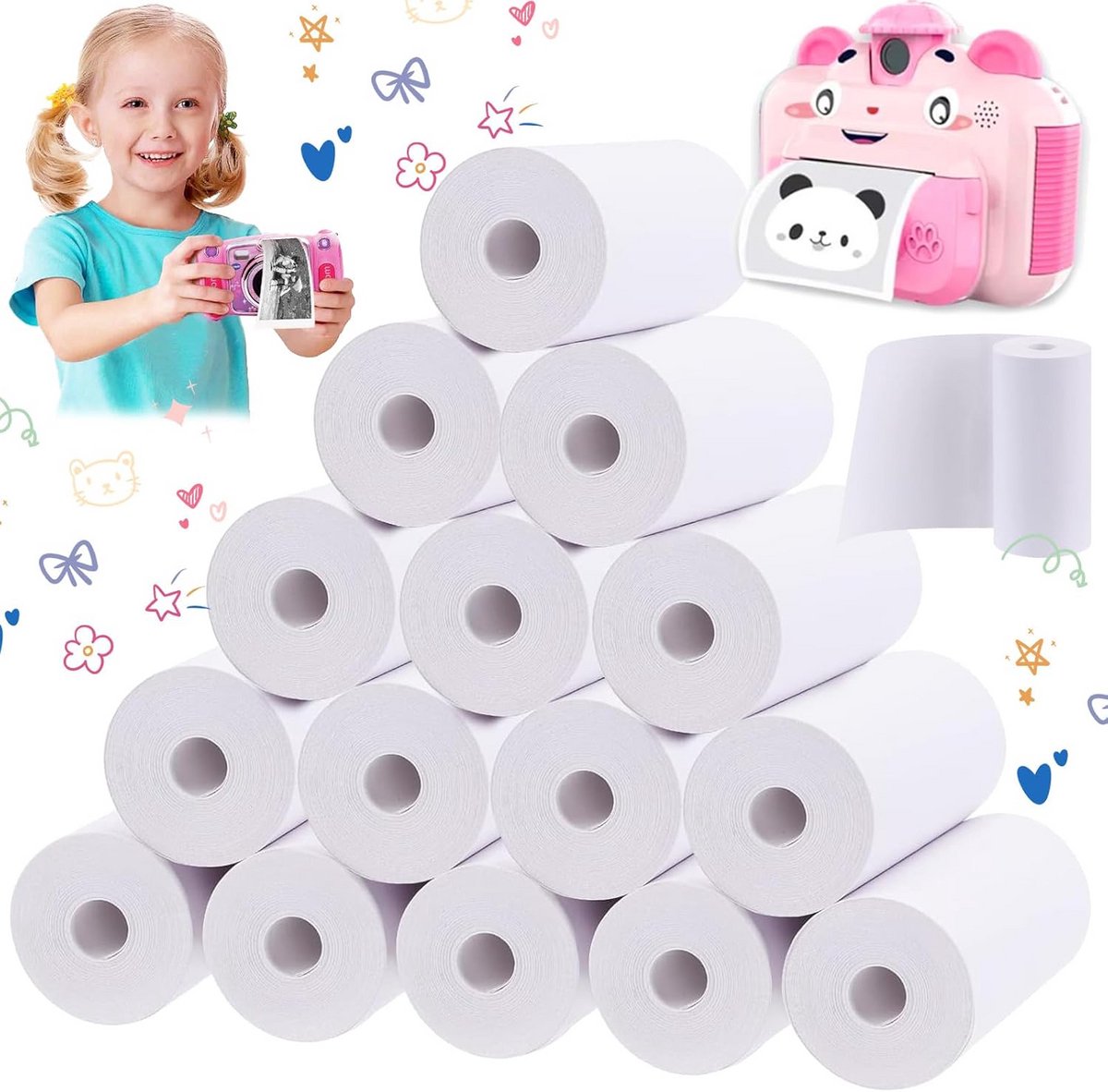 Thermisch Printpapier voor Kindercamera Wit 57x30mm Inktloos Direct Afdrukken