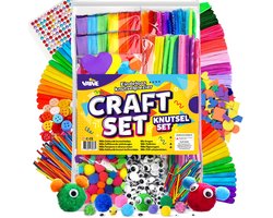 Vaive Knutselset 800-delig - Knutselen Meisjes & Jongens - Kralen, Veren, Pompons & Wiebeloogjes - Knutselkoffer - Knutselspullen - Knutselpakketten