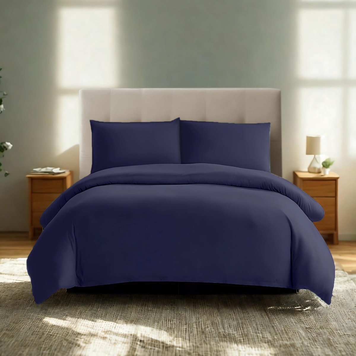 Unyqoos Donkerblauw beddengoedset van microvezel met ritssluiting en kussensloop 135 x 200