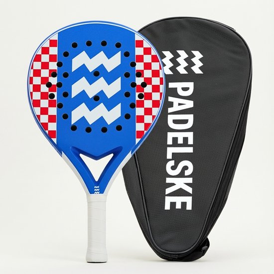 Padelske ROODWITTER 100% Carbon Padel Racket - Ruwe Sandcoating - Rondvormig - Inclusief Gratis Premium Padelhoes
