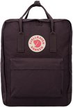 Paarse Fjällräven Kånken rugzak met het logo.
