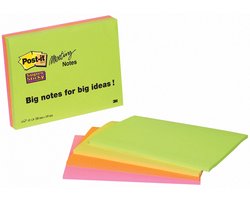 Post-it Meeting notes Super Sticky, 149 x 200 mm, 4 blokken van 45 blaadjes in 4 kleuren