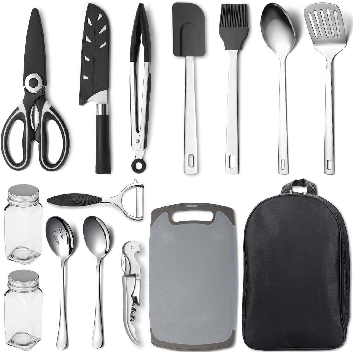 Ronte - Camping Kookgerei Set voor Backpacking, Barbecueën, Kamperen - 15-Delig