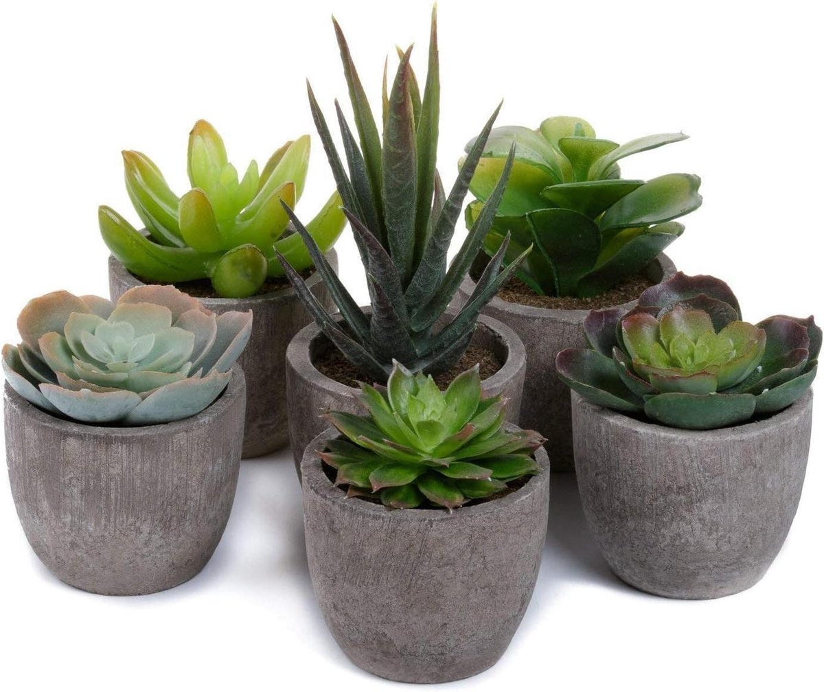 Ronte - Decoratieve kunstplanten set voor Bonsai decoratie met pot - Set van 6 stuks