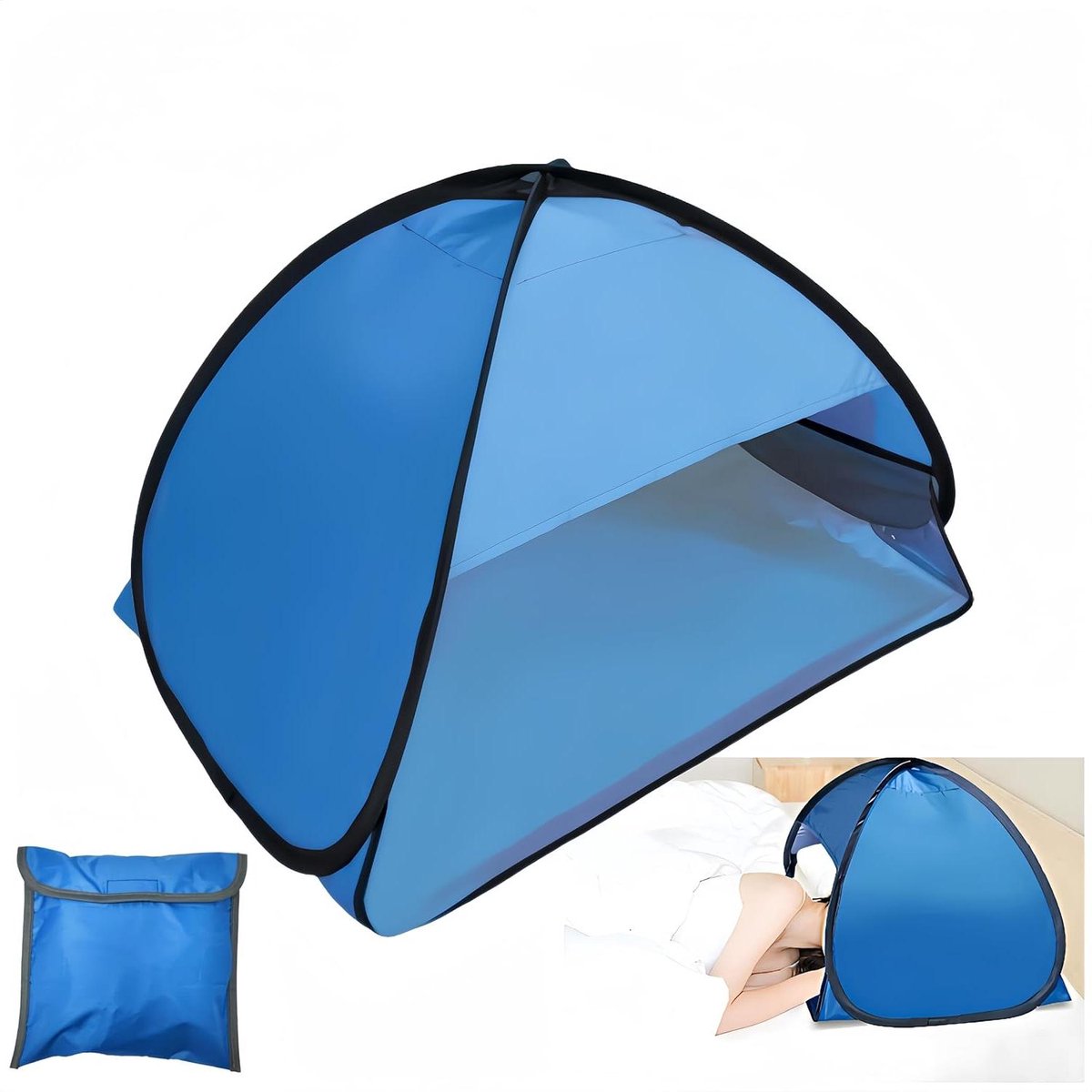 Ronte - Draagbare zonwering met automatische strandtent voor reizen - Pop-up design - Blauw dubbel beveiligingssysteem