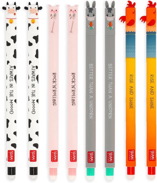Foydream Set Van 12 Uitwisbare Gelpennen – Met Warmtegevoelige Inkt, Dierendesigns Zoals Bij, Tijger, Aap, Giraf En Panda, Ideaal Als Cadeau Of Voor School
