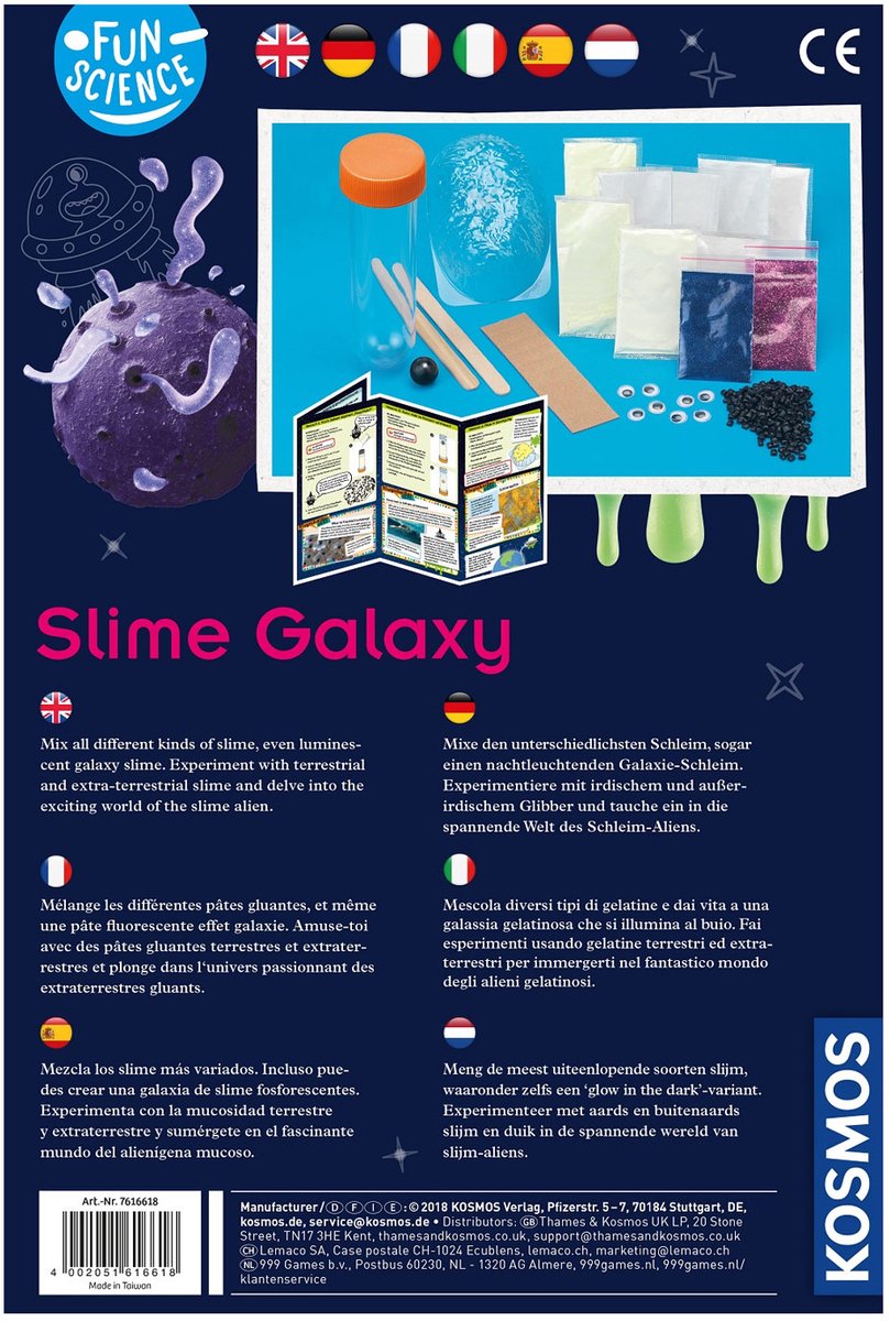KOSMOS Slime Galaxy - Experimenteerset - Maak Zelf Glow in the Dark Slijm - 6 Ruimte-experimenten met Glitter, Ogen en Slime Alien - STEM Speelgoed - Vanaf 8 Jaar — afbeelding 2