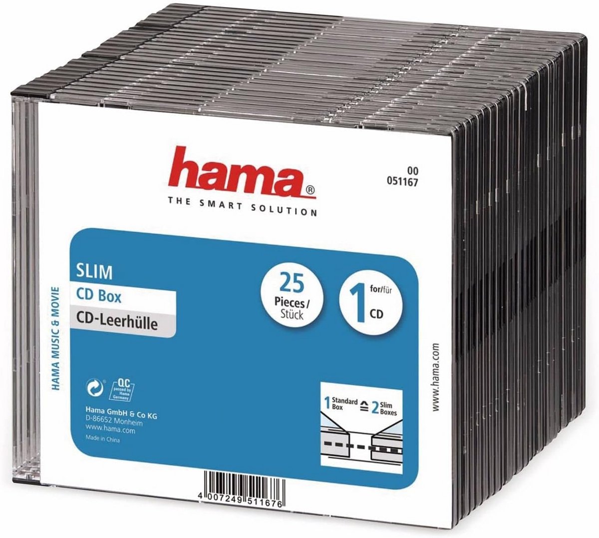 CD Box Slim zwart – 25 stuks voor ruimtebesparend en beschermd CD-opbergen