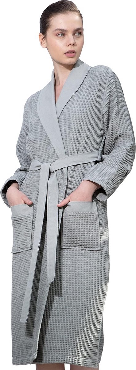 Luxe dames badjas met capuchon en wafelsjaalkraag - lang, lichtgewicht en ultrazacht