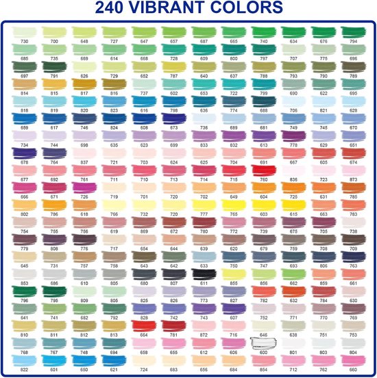 Guangna Brush markers - 240 Kleuren Acrylstiften - Acrylmarkers - Acrylverf Markers voor Glas, Hout, Steen, Keramiek, Stoffen, Metalen, Canvas