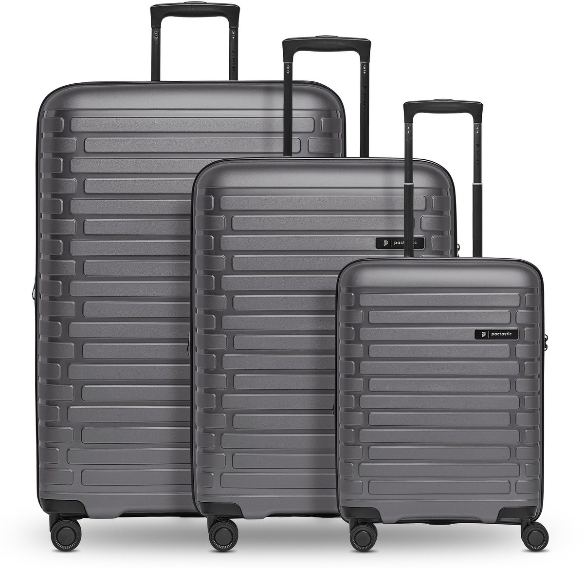 Pactastic Collection 04 THE THREE SET + 4 wielen Kofferset 3-delig met uitbreidingsplooi - Harde bagage - TSA slot - anthracite-metallic