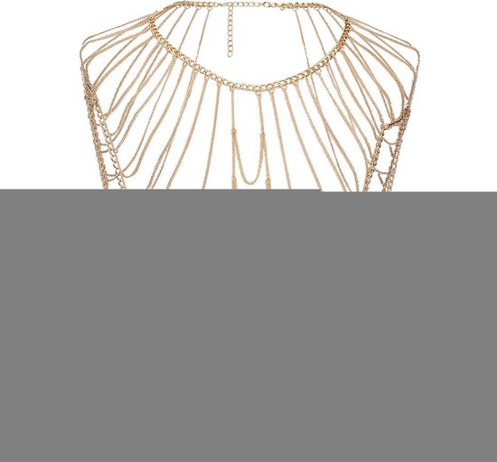 Chaîne de Corps Frangée avec Détails Crystal pour Bikini et Look de Plage Estival