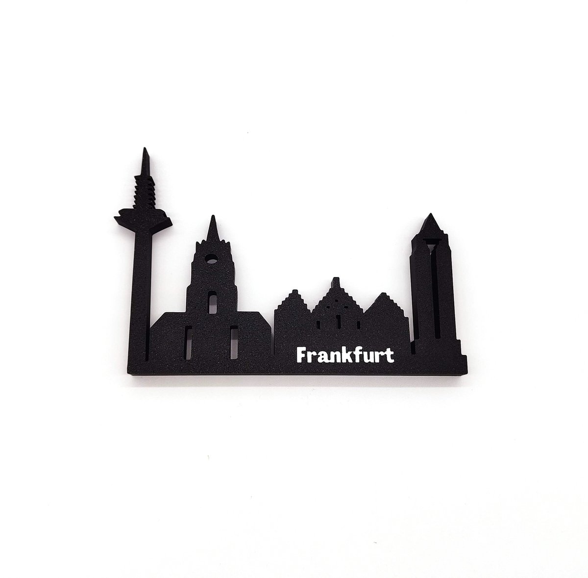 Frankfurt Skyline Silhouet – Duitse Stad Decoratie 3D Print Zwart – Reissouvenir uit Duitsland Cadeau