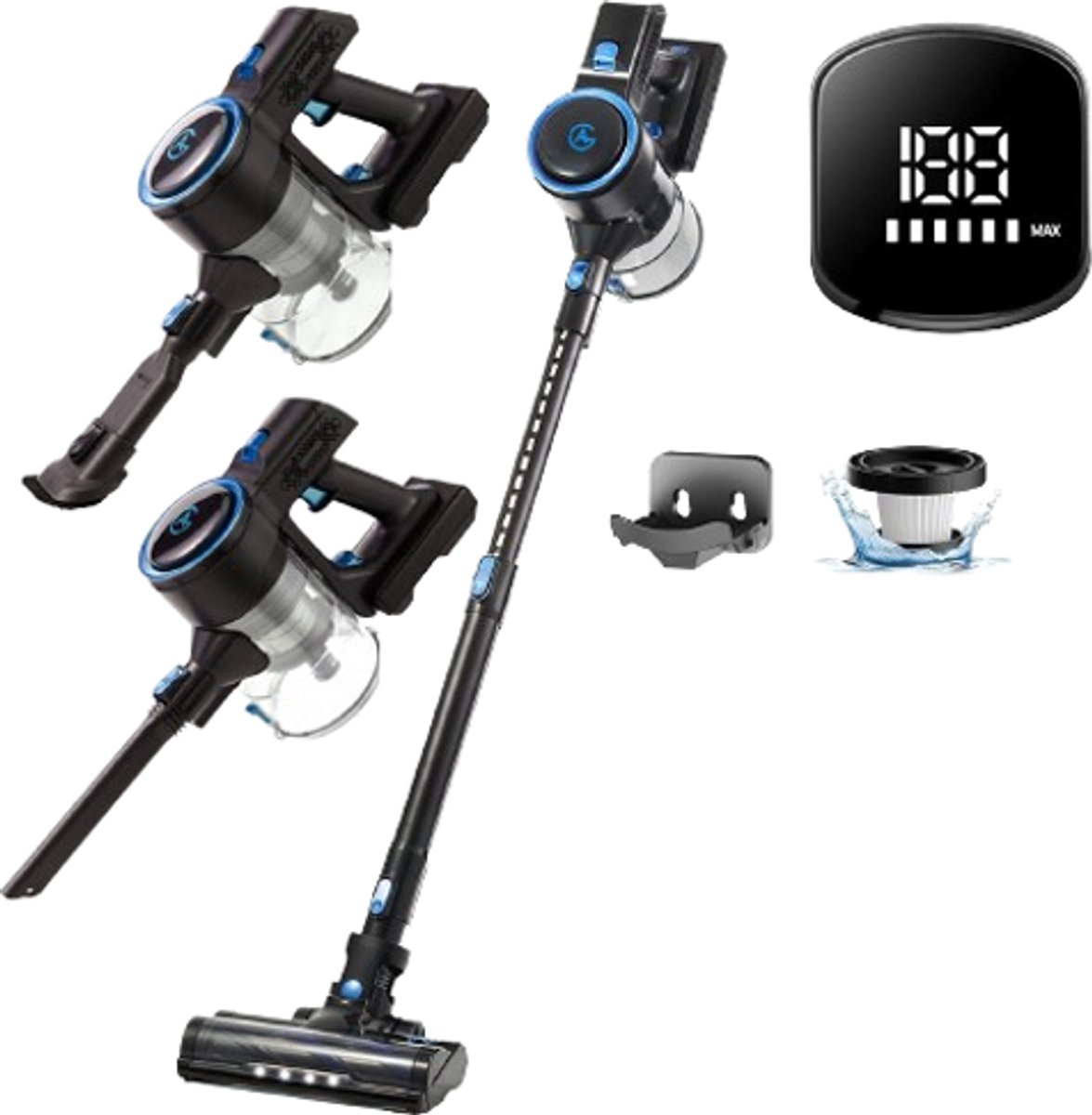 AG4100 Steelstofzuiger Draadloos - Stofzuiger Zonder Zak - Geschikt voor Dierenharen- Krachtig -Kruimeldief- Draadloze Stofzuigers - Steelstofzuigers - Kruimelzuiger - Compact & Licht - Ook voor in de auto