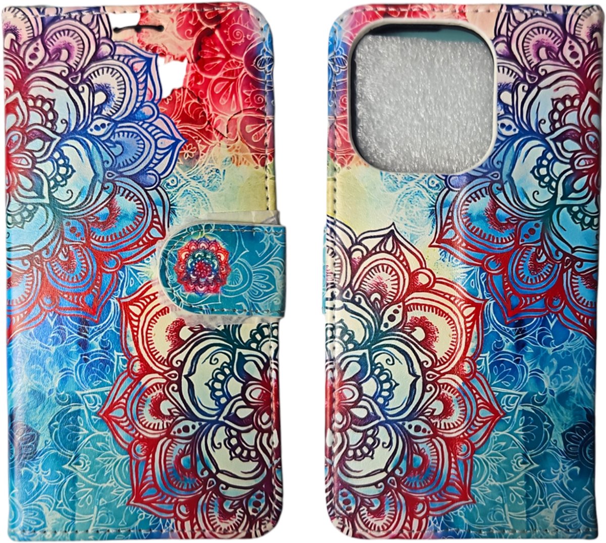 Eisenz Cavallio Premium Bookcase geschikt voor iPhone 11 Mandala Design – Magnetische Flap & Pasjeshouder