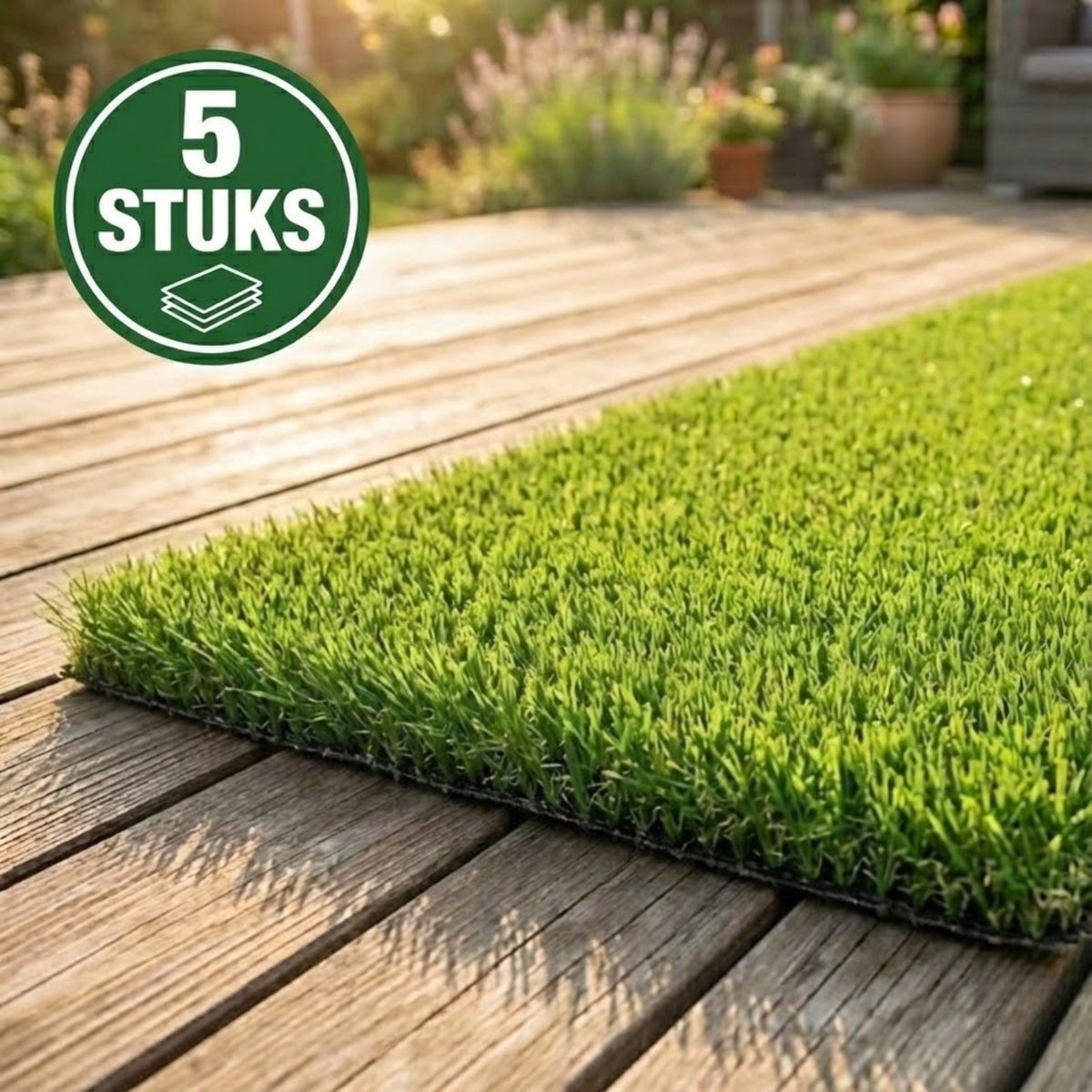 Niba® Kunstgras 2x1m - 5 stuks - 20mm hoog - Grastapijt voor Balkon, Camping & Deurmat