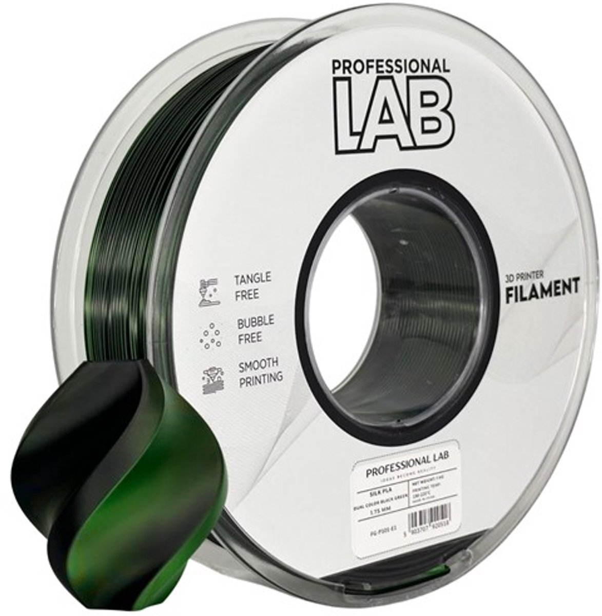 Professional Lab - Silk PLA - zwart/groen - 1kg - 1.75mm