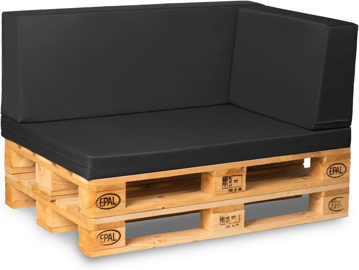 Schuimkussen met Rugleuning voor Europallet 120x80x12 cm - Inclusief Zijkussens Anthrazit