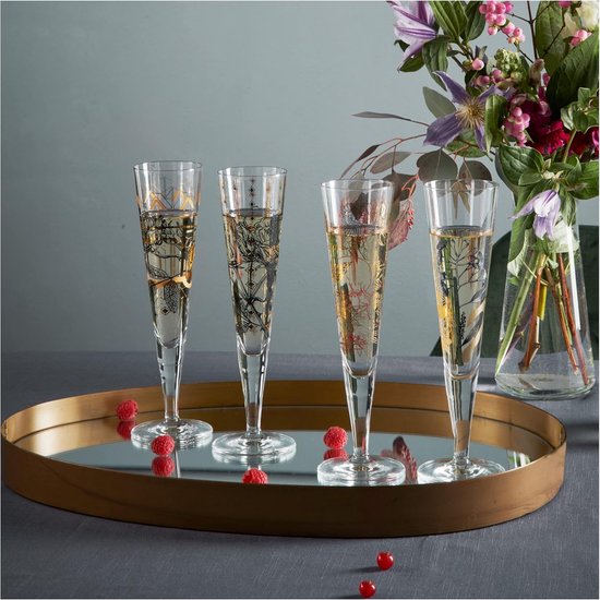 RITZENHOFF 1071025 Champagnerglas 200 ml - Serie Goldnacht Nr. 25 - Edles Designerstück mit Echt