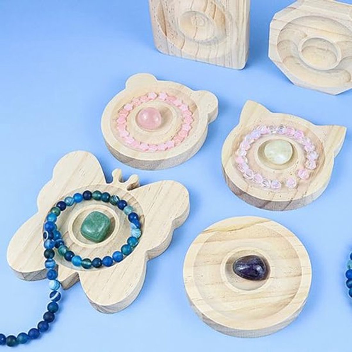 Houten Armband Display Tray - 2 Stuks - Ronde Kralen Organizer