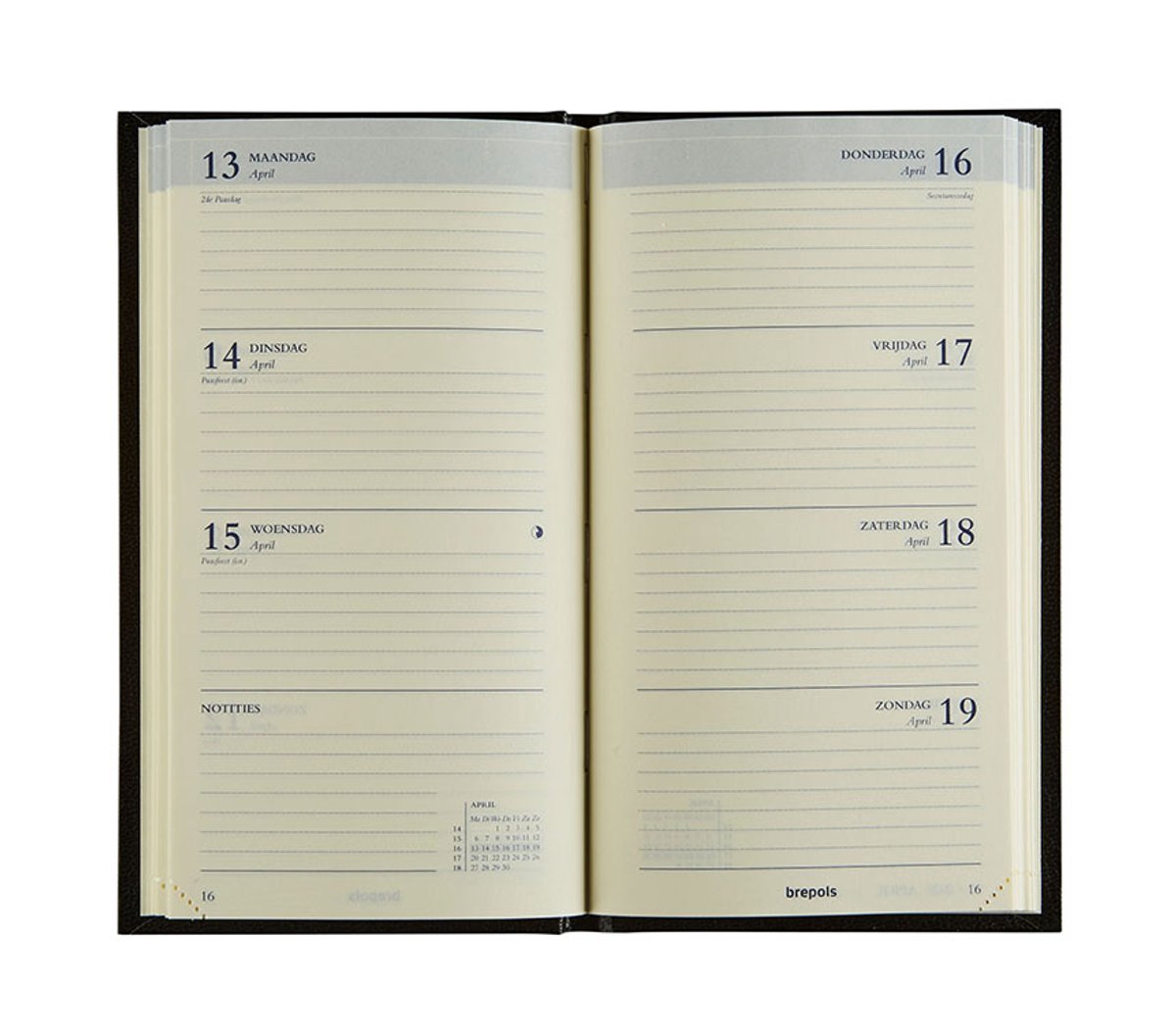 Brepols agenda 2026 - INTERPLAN - Met jaartal bedrukking op omslag - Zakagenda - 1 week op 2 pagina's - Weekoverzicht - Blauw - 8.9 x 16 cm