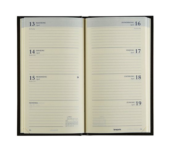 Brepols agenda 2026 - INTERPLAN - Met jaartal bedrukking op omslag - Zakagenda - 1 week op 2 pagina's - Weekoverzicht - Blauw - 8.9 x 16 cm
