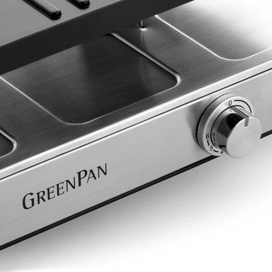 GreenPan Chef's Collection Gourmet Raclette voor 8 Personen - Dubbelzijdig Grill & Teppanyaki - 52.6x24x15.4 cm - 1700W - Keramische Antikleef - PFAS-vrij - Zwart - Jeroen Meus — afbeelding 3