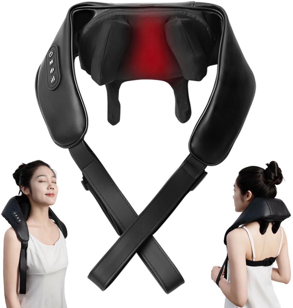 Trapeziusspiermassager, nek- en schoudermassager, cervicale wervelkolommassager, warmtetherapie voor nek en schouders, massagesjaal voor schouders en rug.