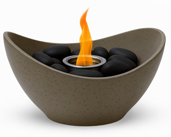 Ardente – Bio Ethanol Tafelhaard – Voor Binnen & Buiten – Rookvrij & Geurloos – Luxe Taupekleurig Design