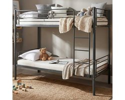 Stapelbed Dixie 90x200cm - metaal - mat zwart - Emob Exclusive - Stapelbed - Zwart - Metaal Eenpersoons Stapelbed