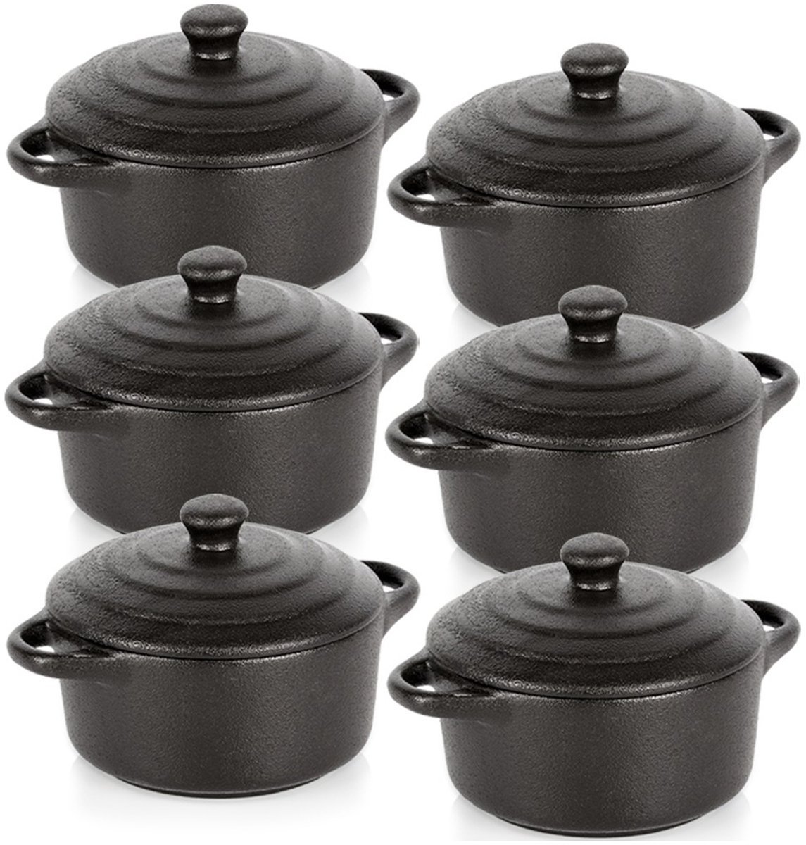 Vilde - Porseleinen Ovenschaaltjes - 300 ml - Met Deksel - 6 stuks
