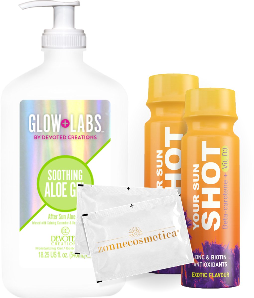 Devoted Creations - Soothing Aloe + 2 Your Sun Shots + 2 Verfrissingsdoekjes