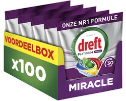Dreft Platinum Miracle All-In-One - 30 Minute Miracle Vaatwastabletten - Citroen - 100 stuks