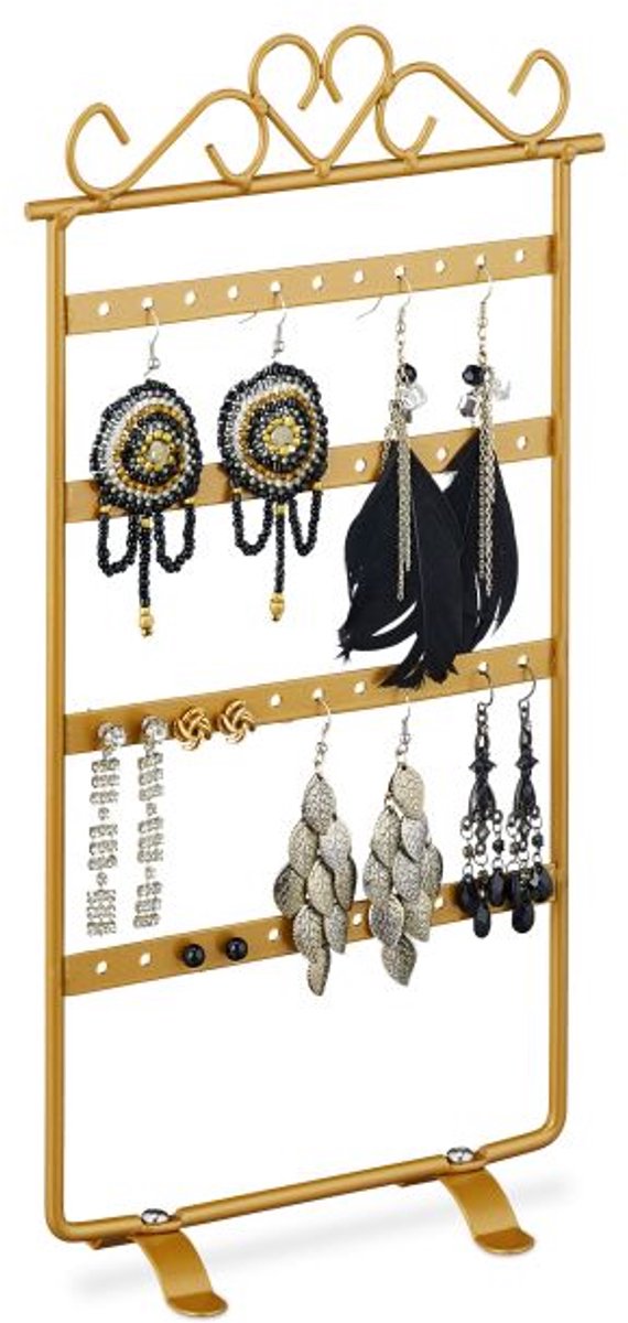 Doodadeals® Oorbellenrekje – Oorbellen Display – Oorbellenhouder – Goud – Metaal – 30.5 x 16.5 x 6.5 cm
