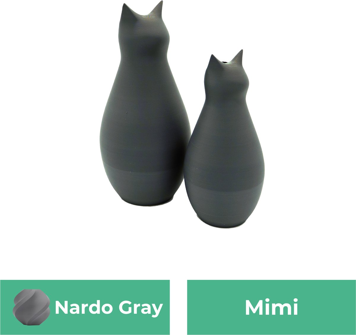 Lovora Mimi Vaas - 3D geprint - Kat - Nardo Grijs - 25CM