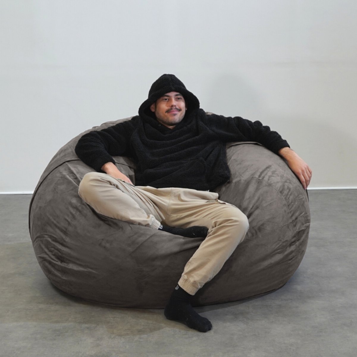 Bananair - Zitzak XXL afneembare hoes - microsuède - Grijs - 140 cm