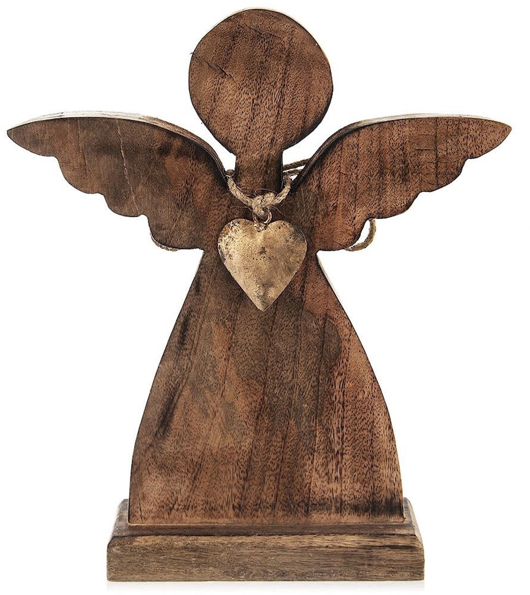 Orion MANGO - Houten Kerstengel - 27x30 cm - Decoratief - Cadeau-idee Bruin
